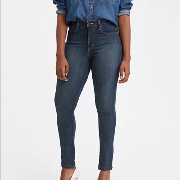 LEVI’S high rise slimming skinny jeans size 31 denim blue classic stretch pocket - Picture 1 of 6